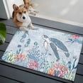 thumbnail image 1 of Sea Turtle Front Door Rugs 2x3 ft Watercolor Seaweed Fish Coral Seahorse Blue Letter Texture Small Rug for Entryway Non Slip Washable Bathroom Door Mat Absorbent Floor Mat for Indoor Entrance, 1 of 9