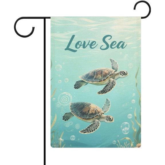 Sea Turtle Garden Flag 12x18 Inch Double Sided Burlap Outdoor Welcome Yard Decoration
