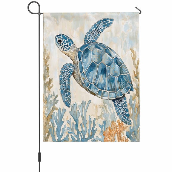 Sea Turtle Garden Flags For Outdoor, Marine Animal Small Double Side Yard Flags Weather Proof Garden Decor for Lawn Outside Holiday 12 x 18 Inches