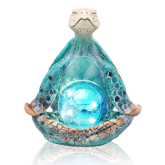 Sea Turtle Garden Statue Blue Solar-Powered Outdoor Decor