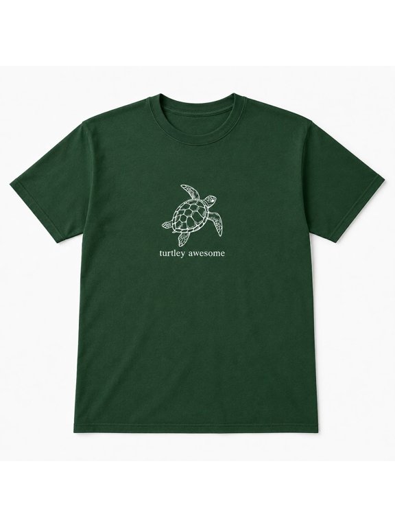 Sea Turtle Graphic Tee, Turtley Awesome Beach T-Shirt, Funny Ocean Summer Shirt, Unisex Cotton Tee