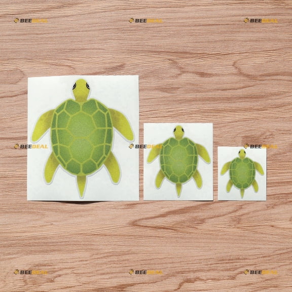 Sea Turtle Hawaii Yellow Green Vinyl Decal Sticker - 3 Pack Reflective, 2 Inches, 3 Inches, 5 Inches - for Car Boat Laptop Cup Phone 08270G