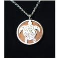 thumbnail image 1 of Sea Turtle Hawaiian Pendants Necklace, Hawaii 1.5" Diameter Round Pendant, Stainless Steel and Koa Wood, 1 of 4