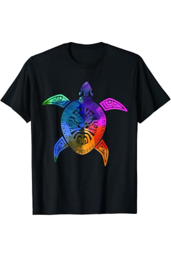 Sea Turtle Hawaiian Tribal Pattern Scuba Diving Diver T-Shirt