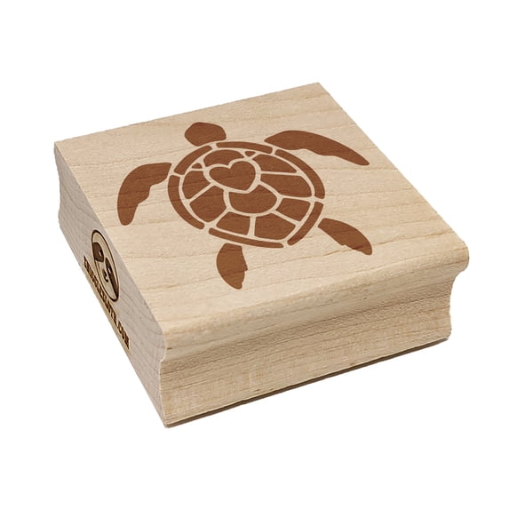 Sea Turtle Heart in Shell Square Rubber Stamp Stamping Scrapbooking Crafting - Large 2.75in