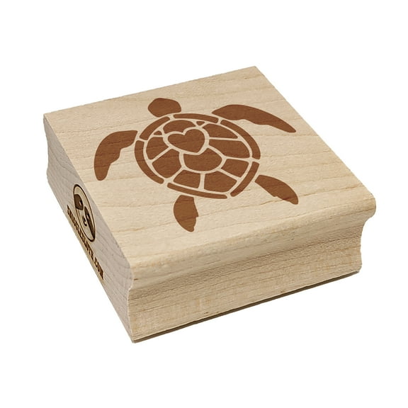 Sea Turtle Heart in Shell Square Rubber Stamp Stamping Scrapbooking Crafting - Small 1.25in
