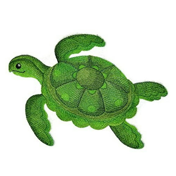 Sea Turtle In Watercolor Embroidered Iron On/Sew patch [7.28" x5.85"]