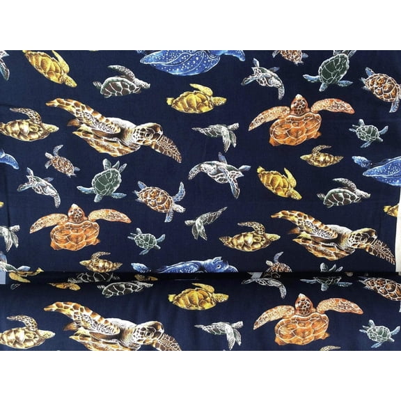 Sea Turtle Japanese Fabric  Blue Twill Fabric KTS-6606