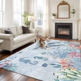 thumbnail image 1 of Sea Turtle Large Area Rugs 8x10 ft Watercolor Seaweed Fish Coral Seahorse Blue Letter Texture Washable Rug Non Slip Indoor Carpet Absorbent Floor Mat for Living Room Bedroom Dining Room, 1 of 9