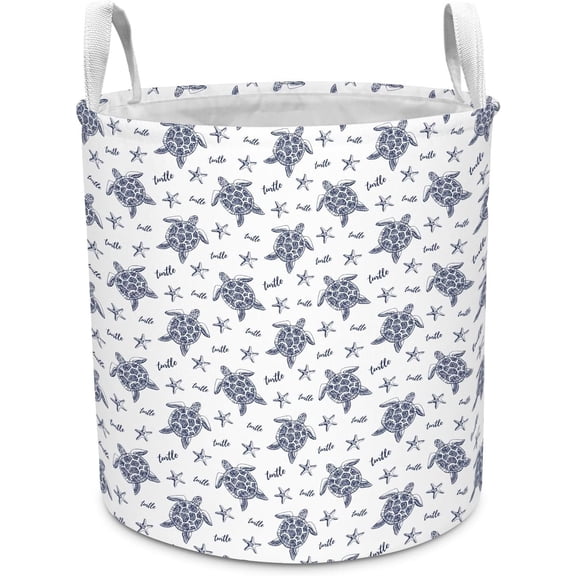 Sea Turtle Laundry Basket, Cute Collapsible Hamper with Handles Laundry Hanper for Girls and Boys Bedroom Decor, Bins for , Laundry Room, Storage, 13.8"x15.8"