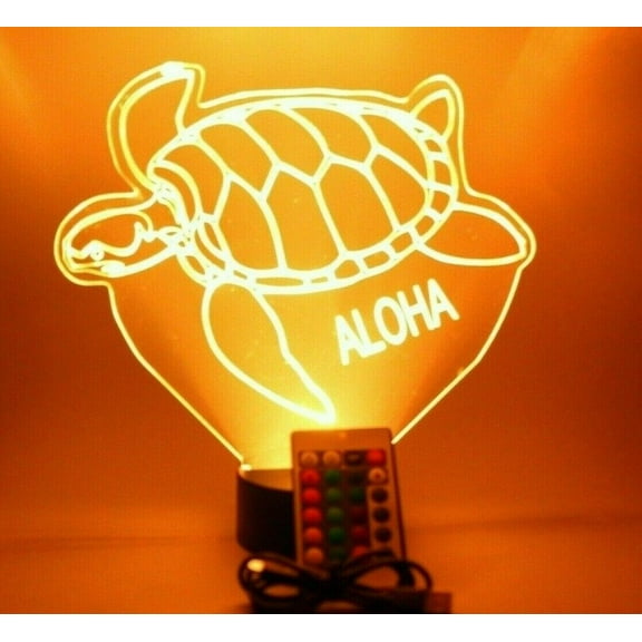 Sea Turtle Light Up Night Light Marine Turtle Lamp LED Free Engraved Custom Name Personalized Table Lamp, With Remote, 16 Different Color Options, Dimmer, It's WOW, Great Gift