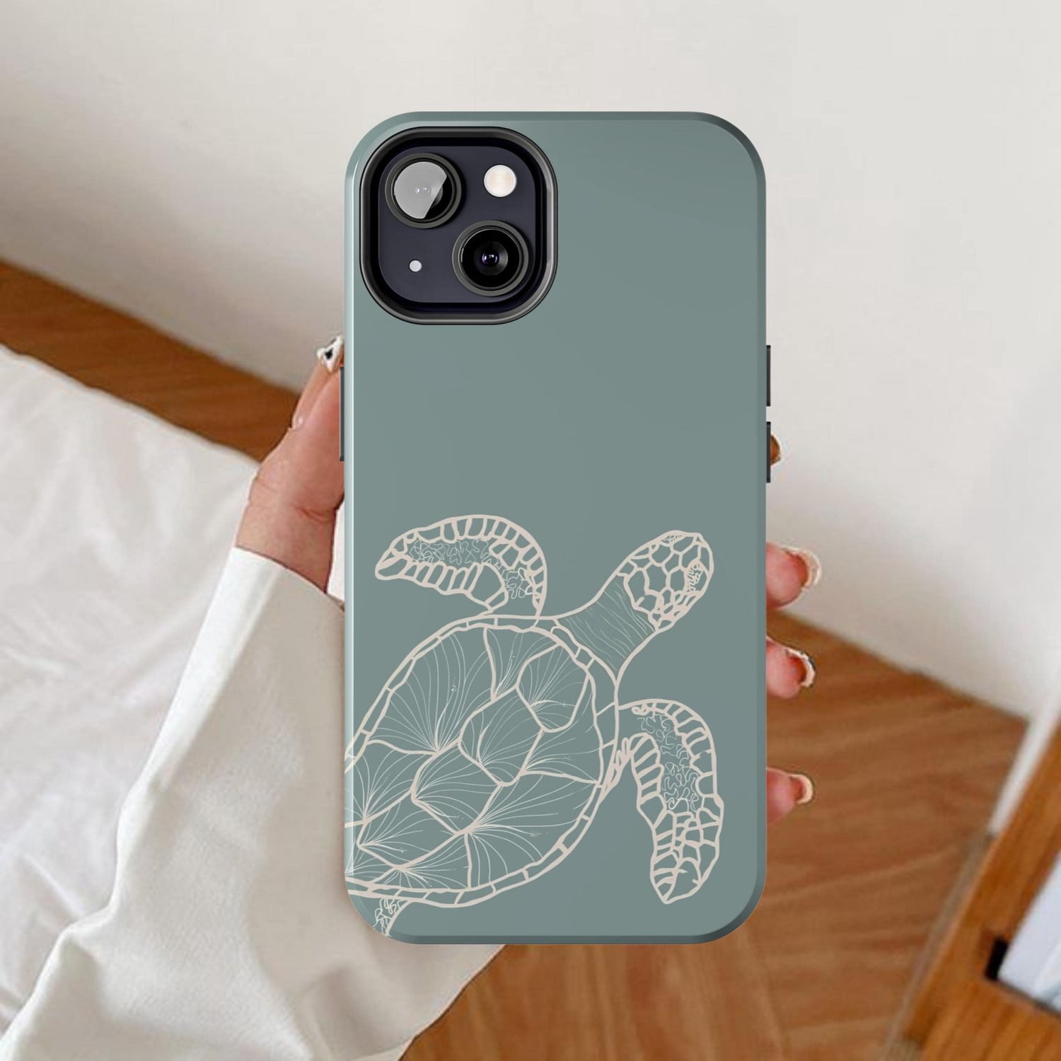 Sea Turtle Line Art Tough Phone Case, Polycarbonate and TPU, for Apple ...