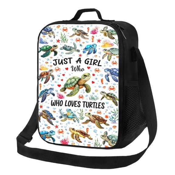 Sea Turtle Lovers Lunch Bag Insulated Thermal Box with Shoulder Strap & Handle for Work and Picnic