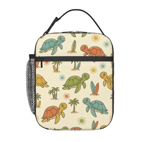 Sea Turtle Lunch Bag Insulated Reusable Lunch Box Office Work Travel Commute Retro Surf Theme Thermal Cooler Case Pouch Food Carrier Container Storage Case