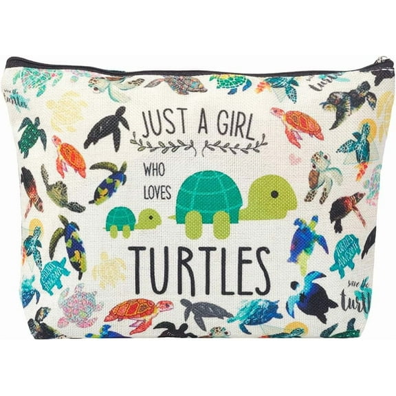 Sea Turtle Makeup Bag Large Capacity Portable Ocean Theme Cosmetic Organizer Summer Sea Lightweight Travel Toiletry Storage Bag Zipper Pouch Make Up Case for DIY Women Gifts 10.24 x 7.13 inch
