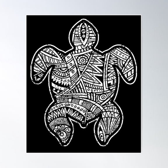 Sea Turtle Maori Tribal Tattoos Poster Wall Art, Modern Wall Decor For Living Room Bedroom, 12x18 UNFRAMED