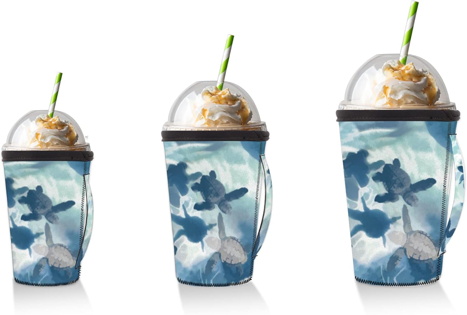 Sea Turtle Marine Life Illustration Iced Coffee Cup Sleeve for Cold ...