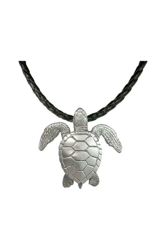 Sea Turtle Necklace Pewter Pendant- Sea Turtle Gift for Women and Men, Honu Turtle Necklaces, Ocean Theme Gifts for Turtle Lovers, Sea Life Jewelry, Realistic Sea Turtle Charms