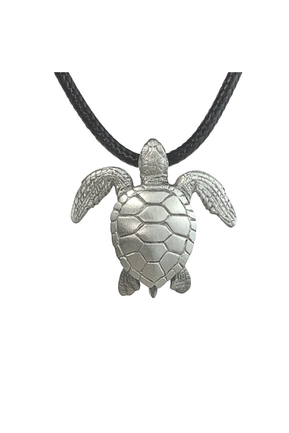 Sea Turtle Necklace Pewter Pendant- Sea Turtle Gift for Women and Men, Honu Turtle Necklaces, Ocean Theme Gifts for Turtle Lovers, Sea Life Jewelry, Realistic Sea Turtle Charms