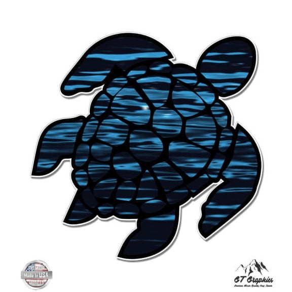 Sea Turtle Night Ocean Background - 3" Vinyl Sticker - For Car Laptop I-Pad Phone Helmet Hard Hat - Waterproof Decal