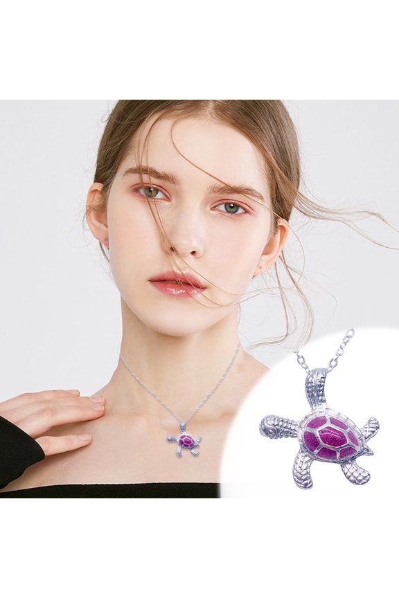 Sea Turtle Ocean Blue Fire Opal Inlay Jewelry Necklace