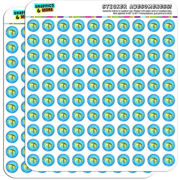 Sea Turtle Ocean Cute 200 1/2" (0.5") Planner Calendar Scrapbooking Crafting Stickers