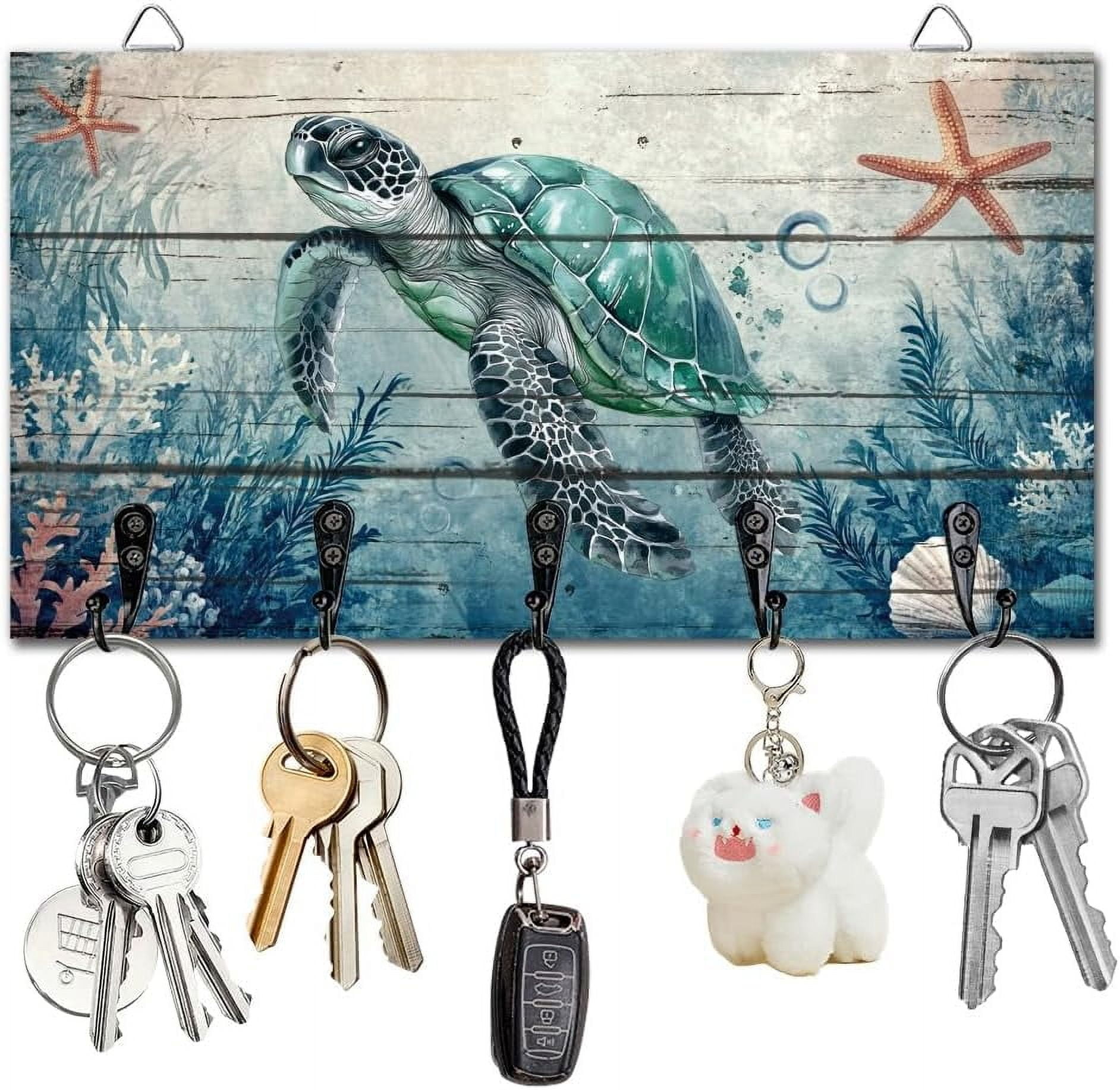 Beach Key Racks Sea Turtle Ocean Key Holder Key Hooks Organizer Hanger Rack Wall ...