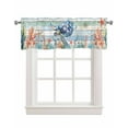 thumbnail image 1 of Sea Turtle Ocean Kitchen Valances for Windows Farmhouse Linen Window Valance Curtain for Living Room Window Treatment Summer Beach Coastal Coral Wooden Valance Rod Pocket Topper Drape, 42 x 12 Inch, 1 of 6