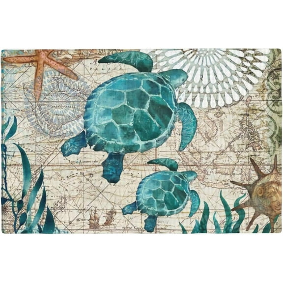 Sea Turtle Ocean Life Hawaii Placemats Set of 6 Table Mats Table Tableware Place Mats with Non-Slip Heat-Resistant Washable for Dining Home Kitchen Party Indoor