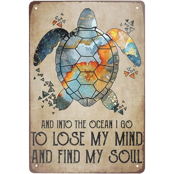 Sea Turtle Ocean Metal Tin Sign Wall Decor for Man Cave Home Cafe Office Pub Club 8" x 12"