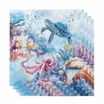 thumbnail image 1 of Sea Turtle Octopus Cloth Napkins, Coastal Coral Summer Ocean Watercolor Washable and Reusable Dinner Napkins Set of 4, Table Napkin for Kitchen Party Birthday Wedding Hotel Housewarming 20"x20", 1 of 8