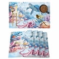 thumbnail image 1 of Sea Turtle Octopus Placemats Set of 4 Coastal Coral Summer Ocean Watercolor Place Mats Indoor Wipeable Table Mats Washable Cloth Dining Table Placemats for Kitchen Holiday Party Home Decor 13x19 Inch, 1 of 9