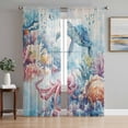 thumbnail image 1 of Sea Turtle Octopus Sheer Curtains 96 Inch Length 2 Panels Set, Coastal Coral Summer Ocean Beige Voile Window Treatment Semi Sheer Long Curtains Drapes for Bedroom/Living Room/Kitchen 52"x96"x2, 1 of 7