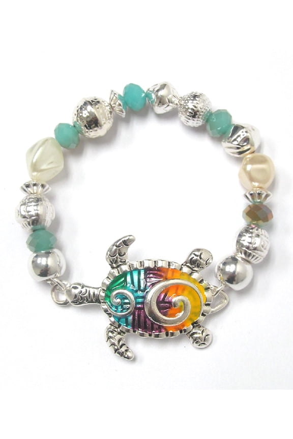 Sea Turtle Ombre Stretch Bead Bracelet