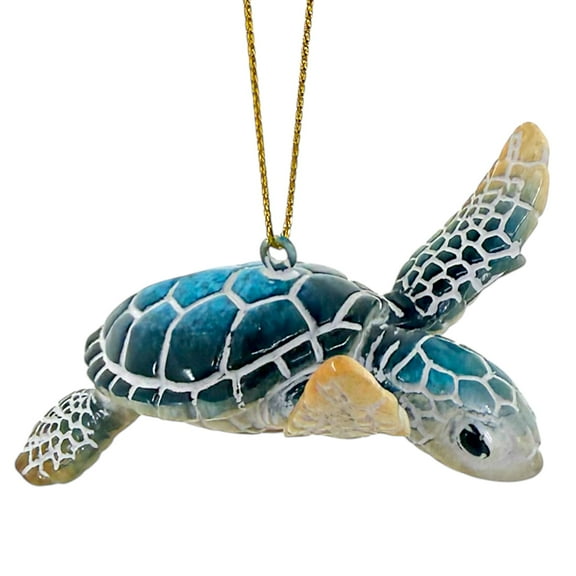 Sea Turtle Ornament - Coastal Ocean Holiday Christmas Tree Decoration, Blue