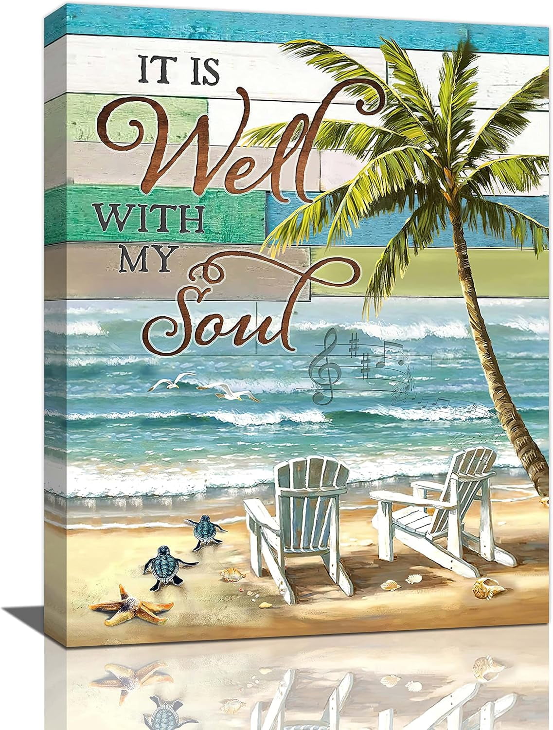 Sea Turtle Palm Tree Bathroom Wall Art Beach Coastal Pictures Ocean ...