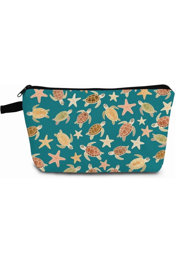 Sea Turtle Pattern Gift Sea Turtle Makeup Bag Cute Small Organizer Bag with Zipper Sea Turtle Toiletry Cosmetic Bag Birthday Gifts for Turtle Lovers Women Friends