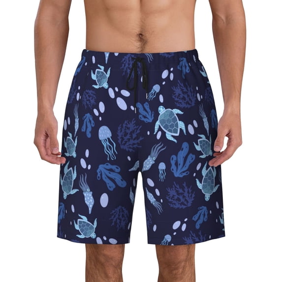 Sea Turtle Pattern Men'S Beach Pants Quick Dry Short Swim Trunks With With Pockets And Mesh Lining Swimwear Beach Bathing Shorts 3x-Large