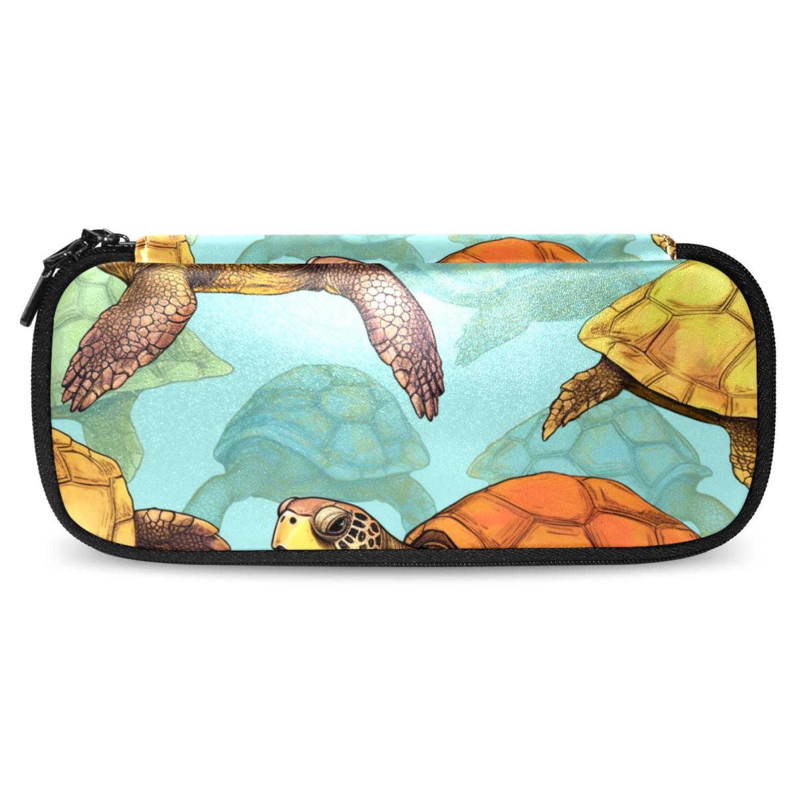 Sea Turtle Pattern Stylish Leather Toiletry Bag - Durable Travel ...