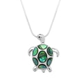 thumbnail image 1 of Sea Turtle Pendant Necklace Abalone Shell Rhodium Plated 17 Inch Snake Chain J0660, 1 of 3