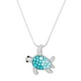thumbnail image 1 of Sea Turtle Pendant Necklace Earring Bracelet Rhinestone Crystal Rhodium Plated 17 Inch Snake Chain J1040, 1 of 3