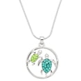 thumbnail image 1 of Sea Turtle Pendant Necklace Rhinestone Crystal Rhodium Plated 17 Inch Snake Chain J0955, 1 of 3