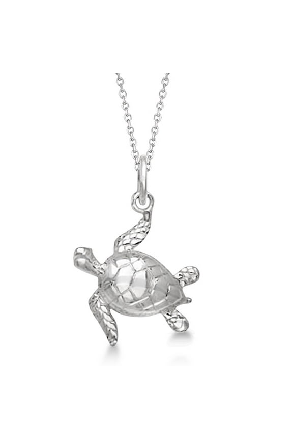 Sea Turtle Pendant Necklace in Sterling Silver