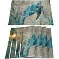 thumbnail image 1 of Sea Turtle Placemats Set of 6 Washable Retro Ocean Sea Turtle Theme Heat Resistant Non-Slip Funny Aniaml Place Mats Kitchen Dining Table Decor for Durable Linen Table Mats - Retro Blue (13"x 19"), 1 of 6