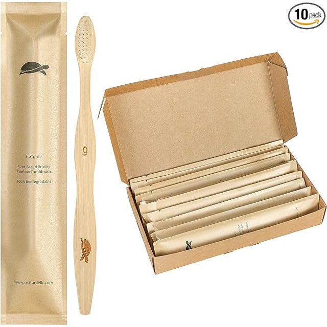 Sea Turtle PlantBased Bristles, Soft Bamboo Toothbrushes, Individually