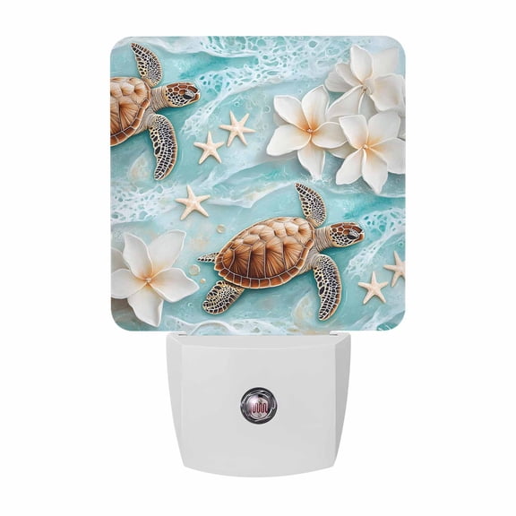 Sea Turtle Plug-in LED Night Lights Marine Life Floral Starfish Auto Dusk-to-Dawn Sensor for Bedroom, Bathroom, Kitchen, Nursery, Hallway, Stairs, Wall Home Decor