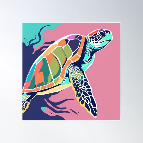 Sea Turtle Poster Wall Art, Modern Wall Decor For Living Room Bedroom, 30x30 UNFRAMED