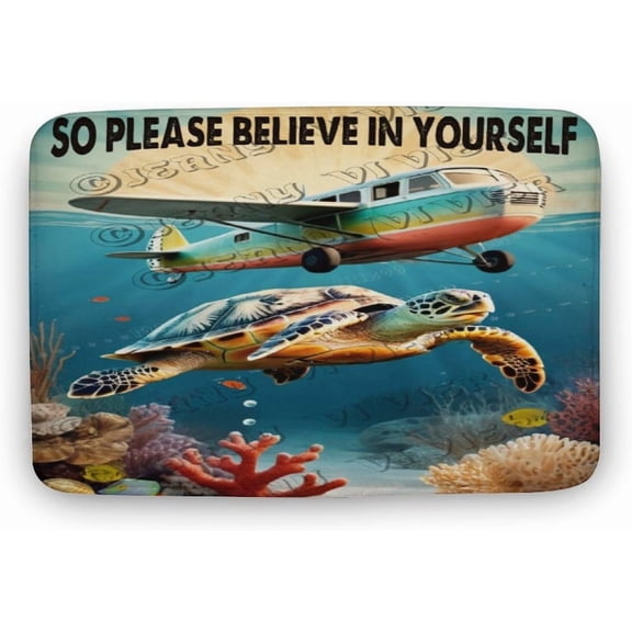 Sea Turtle Print Bath Mats for Bathroom Sea Life Bathroom Rugs Beach Bath Rugs for Shower Tub Bathroom Accessories 16""x24"", Doormat 09