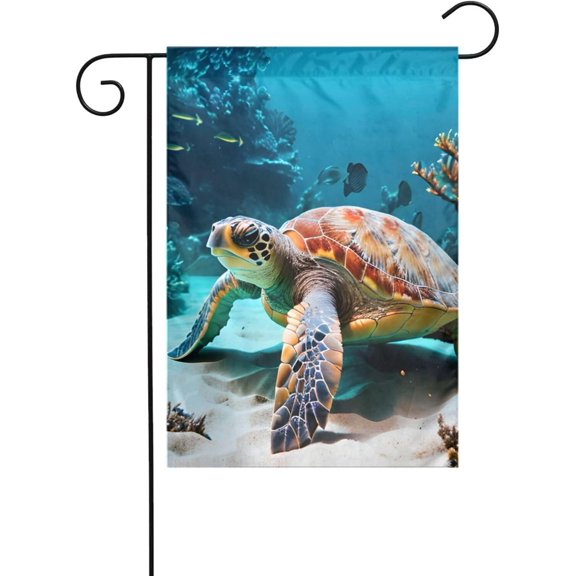 Sea Turtle Print Vertical Double Sided Garden Flag, 12x18 Inch Yard Outdoor Decorative Flag Winter Garden Decor