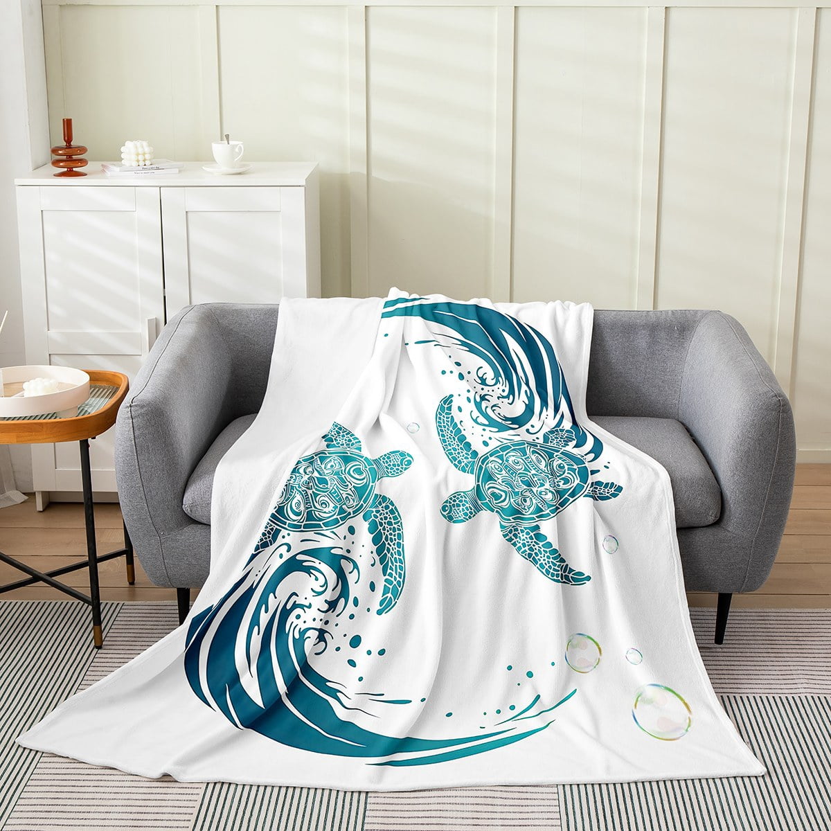 Sea Turtle Sao Tome and Principe Beach Blanket Ocean Tide and Tropical Palm TS04 main image 1
